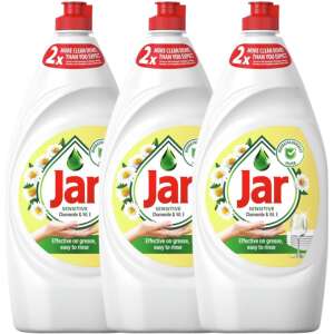 3 Pachete Detergent de vase Jar Sensitive, Mușețel & Vitamina E, 900ml, Blând pentru mâini, Eficient împotriva grăsimii - Jar Lichid de spălat vase manual