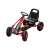 Red pedal go-kart for kids, with black seat and wheels, featuring a racing design