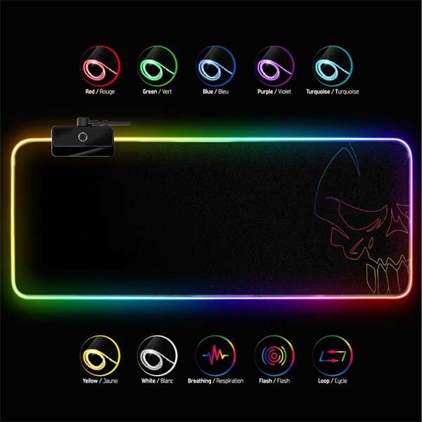 Spirit of Gamer Large fekete RGB LED világító gamer egérpad