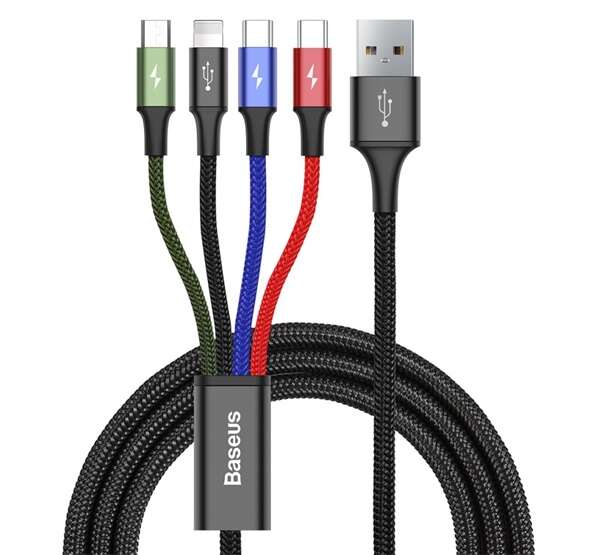 BASEUS töltőkábel 4in1 (USB - lightning 8pin / 2 Type-C / microUS...