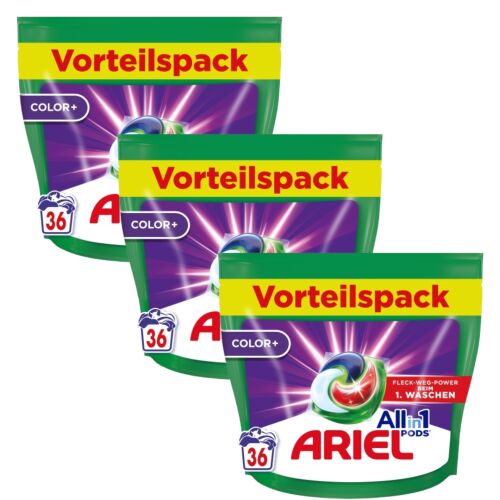 Ariel Allin1 PODS Color+ detergent capsules, 36 count pack, stain removal and color protection