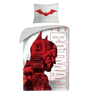 Zestaw pościeli Batman, poszwa na kołdrę 140x200cm i poszewka na poduszkę 70x90cm, wzór w kolorze czerwonym i białym - Pościel - młodzież i dorośli