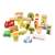 Pepita Fa építőjáték - Város 120db wooden building blocks set, featuring a variety of colorful blocks, including letters, numbers, animals, vehicles, and buildings, perfect for imaginative play and developing fine motor skills.