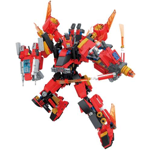 QMAN 41305 Generalul Zeului Flama Roaring 4-în-1 Set de blocuri de construcție transformabile, 1201 piese