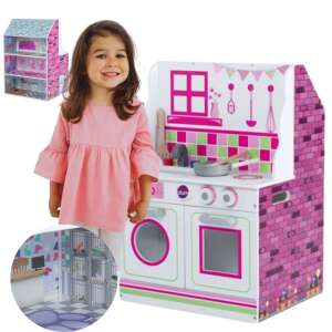 LittleONE by Pepita 2-in-1 Kinder Puppenhaus und Kinderküche aus Holz in einem #pink