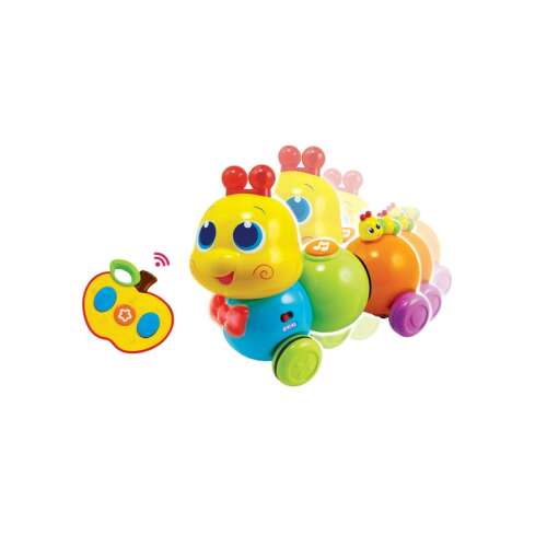 Ferngesteuertes Raupenspielzeug für Babys, mit Musik und Lichtern, apfelförmige Fernbedienung