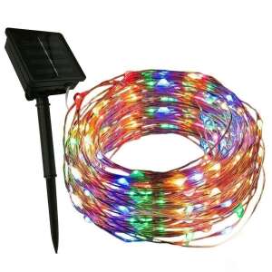 Ghirlanda luminoasă solară colorată pentru grădină 10 m, 100 LED, multicolor, cu energie solară, sârmă de cupru, lumini de șir pentru exterior, lumini de zână - Lanternă solară