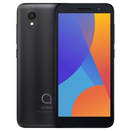 Alcatel 1 (2021) Volcano Black okostelefon, dual SIM, elölről és hátulról