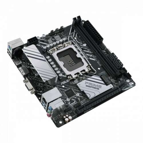 ASUS PRIME H610I-PLUS D4-CSM Intel H610 LGA 1700 mini ITX alaplap, ferde nézet - Alaplap