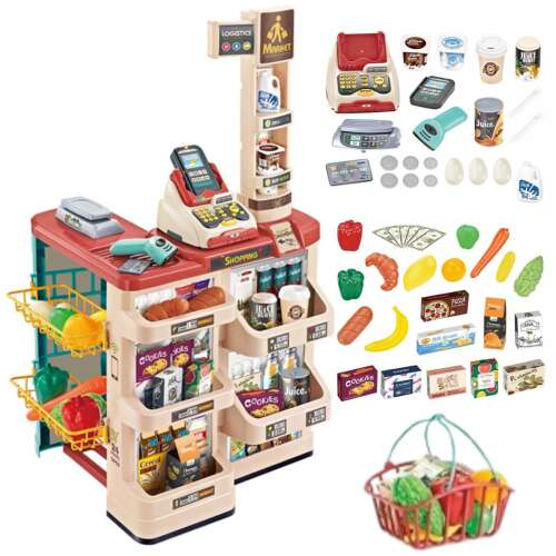 Pepita Giant Interactive Supermarket Counter with Shopping Cart, Cash Register and Sound Effects 48pcs