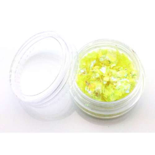 Jégfólia #006, sárga köröm glitter pelyhek, 3g, köröm díszítéshez, gél lakkhoz, körömlakkhoz, műkörömhöz