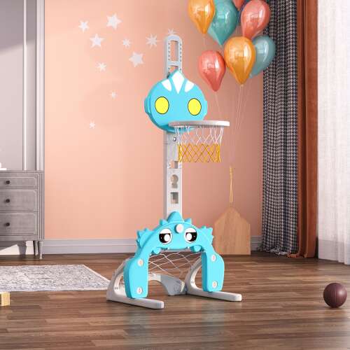 Pepita 2v1 multifunkčný hrací stojan s basketbalovým košom a futbalovou bránou, modrá