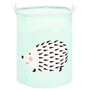 Textil, zöld, sündisznó mintás, 55L-es játéktároló