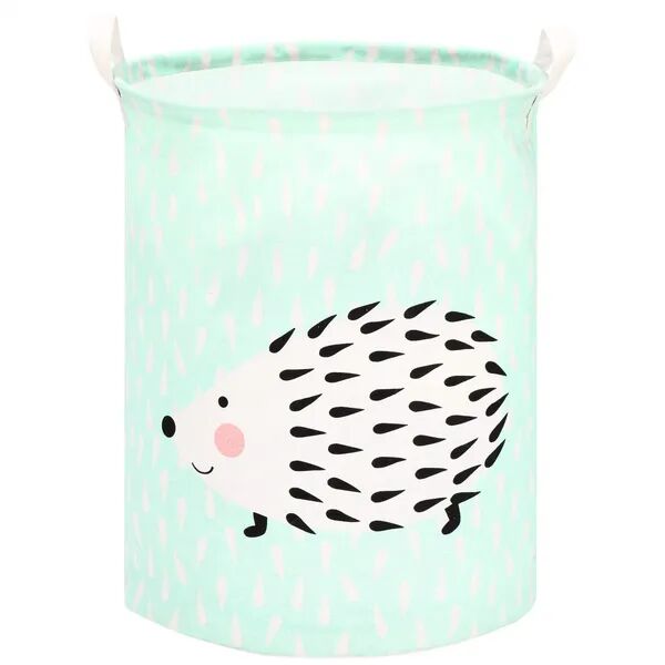 Textil, zöld, sündisznó mintás, 55L-es játéktároló