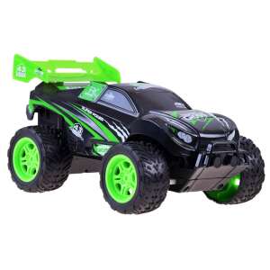 Green and black remote control Cross Country racing car with a steering wheel controller - Remote control vehicle