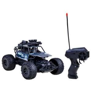 Remote control off-road buggy, black and blue, with a black remote control - Remote control vehicle