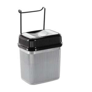 Odpadkový kôš, OKYANUS, Kov / Plast, Vešiak na dvere, 5 L, 18,5 x 37,5 x 16 cm, Sivá / Čierna