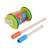 Wooden pull toy with colorful blocks and two different handles, perfect for toddlers to learn to walk