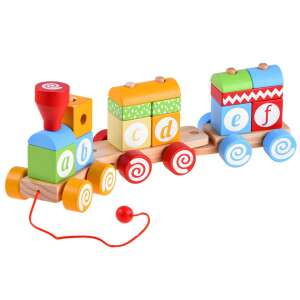 Set de tren educațional din lemn cu litere 46633048 - Ramiz Tren, element feroviar, autostradă