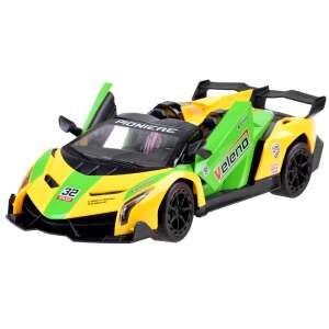 Green and yellow remote control sports car, Jokomisiada Veleno, with steering wheel remote control - Ramiz Remote control vehicle