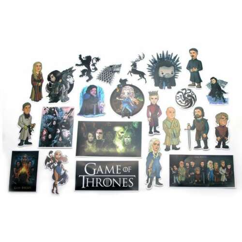 Trónok harca matrica csomag, 23 db matrica a sorozat karaktereivel, szimbólumaival és helyszíneivel
