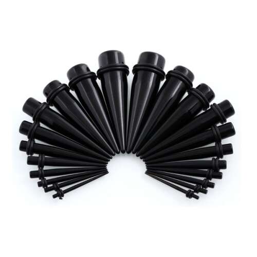 18 darabos fekete akril fültágító szett