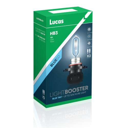 Bec auto Lucas LightBooster Blue HB3 12V 60W, +50%, 2 buc/mpachet 46634398