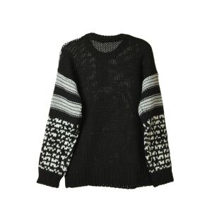 Sisley Black Patterned Knitted Girls' Sweater – 120 cm 127398862 - Kids' Sweater & Cardigan