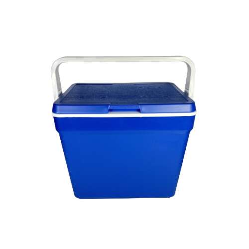 Blue 40L cooler bag with white handle