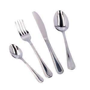 Set de tacâmuri argintii, 4 piese, furculiță, cuțit, lingură, linguriță, oțel inoxidabil, vesela, set de masă - Tacâmuri