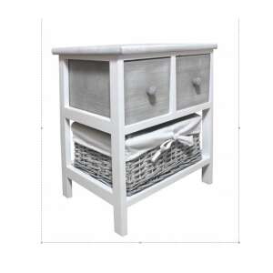 Rusztikus Fa Komód - 3 Fiók + Kosár - 40x29x43 cm