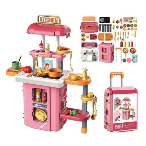 LittleONE by Pepita Hračkárska kuchynka v sťahovacom kufríku #pink 46642605