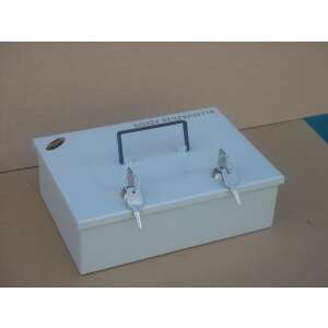 Cutie de bani Maxi cu 2 încuietori, albă, cu mâner și chei - Casete bani