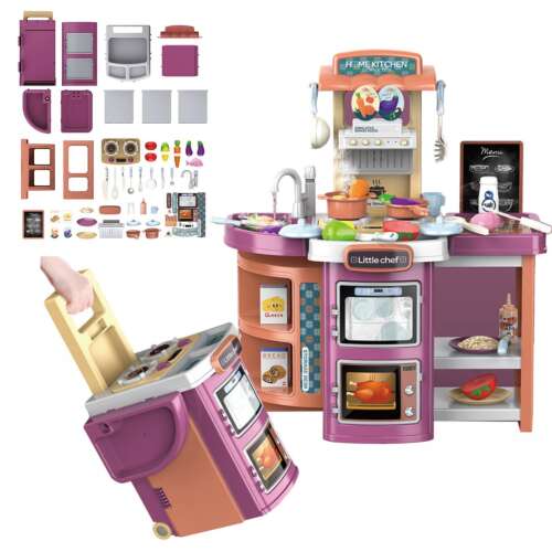 Bucătărie mare de joacă LittleONE by Pepita cu blat și accesorii #purple 47202667