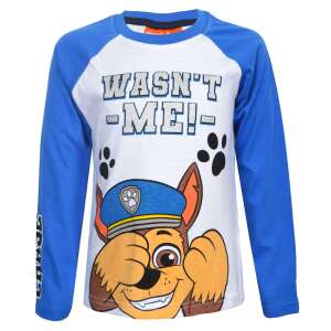 Nickelodeon Mancs őrjárat Chase hosszú ujjú póló fiúknak, fehér kék ujjakkal, Chase-szel és a 'Wasn't - Me!' felirattal - Nickelodeon