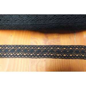 Fekete pamut csipke szegély, 3cm széles, 2 méter hosszú - Csipke