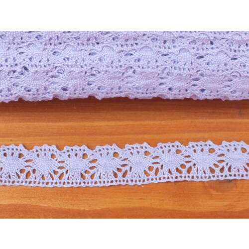 Levendula színű pamut csipke szegély, 2cm széles, 2m hosszú