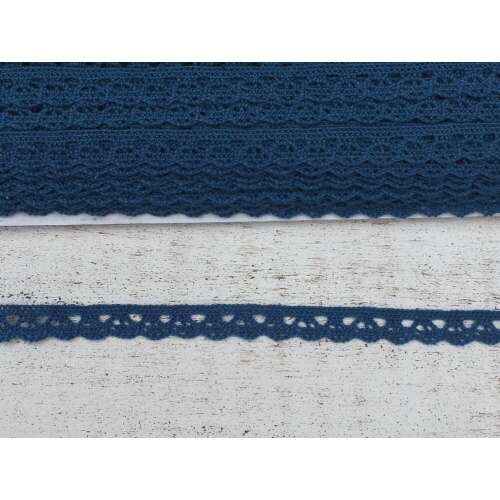 Dunkelblaue Baumwollspitze, 1 cm breit, 2 Meter lang