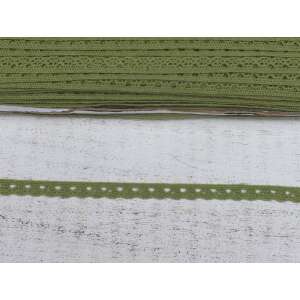 Zöld pamut csipke szegély, 1cm széles, 20 méter hosszú - Csipke