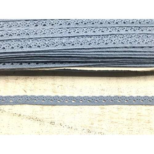 1cm széles kék pamut csipke szegély, 2 méter hosszú