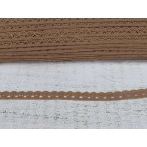 Barna pamut csipke szegély, 1cm széles, 20 méter hosszú - Csipke