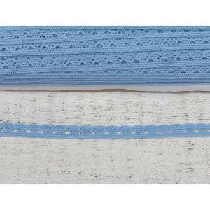 Világoskék pamut csipke szegély, 1cm széles, 20 méter hosszú - Csipke