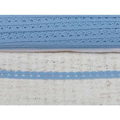 Világoskék pamut csipke 1cm*2méter