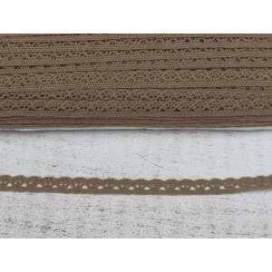 Barna pamut csipke szegély, 1cm széles, 20 méter hosszú - Csipke