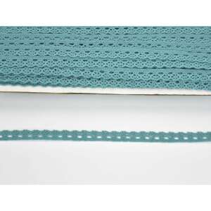 1cm széles türkiz pamut csipke szegély, 20 méter hosszú - Csipke