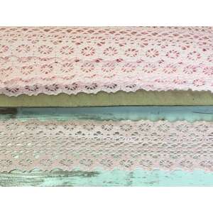 Rózsaszín pamut csipke szegély, 4,5cm széles, 2 méter hosszú - Csipke