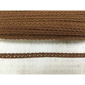 Barna pamut csipke szegély, 1cm széles, 2 méter hosszú - Csipke