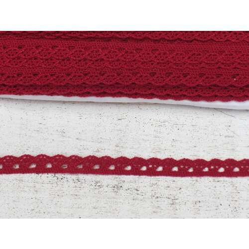 Roter Baumwollspitzenbesatz, 1 cm breit, 2 Meter lang