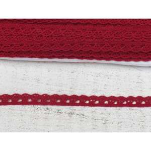 Piros pamut csipke szegély, 1cm széles, 2 méter hosszú - Csipke