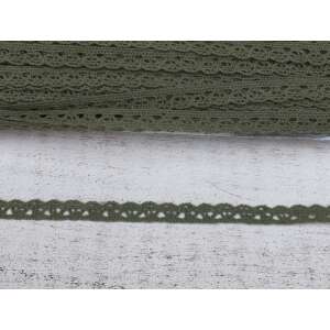 1cm széles olívazöld pamut csipke szegély, 20 méter hosszú - Csipke